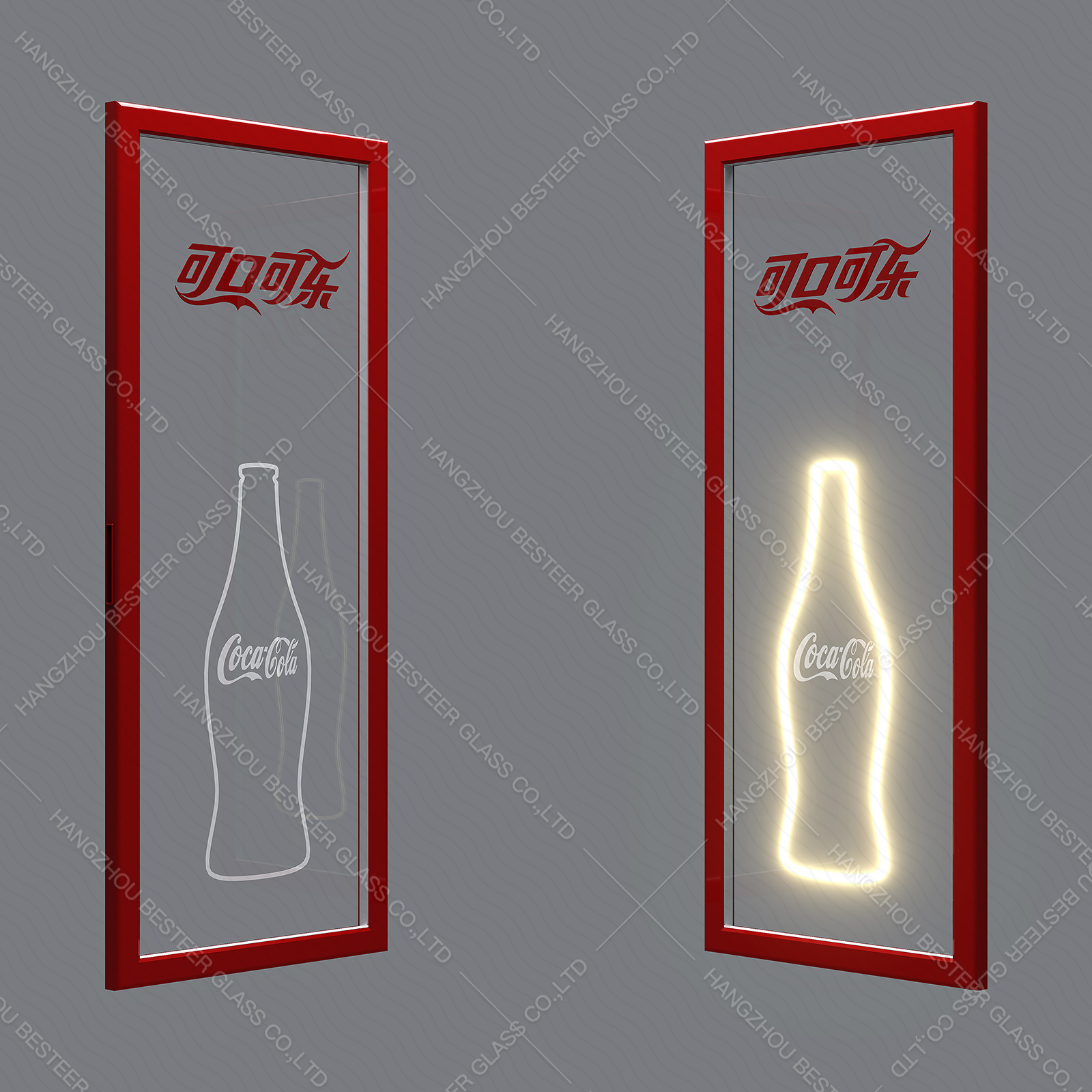Светодиодная реклама стеклянная дверь для коммерческого холодильника для напитков 